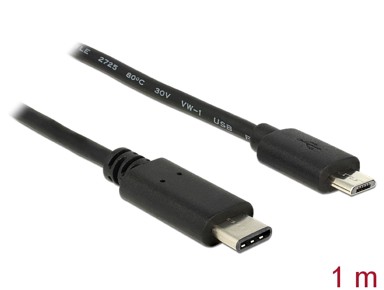 DELOCK USB-C 2.0 kabel > Micro-B, 1 m, crni